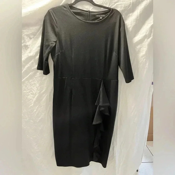 Oxiuly fashion women’s size extra large black 3/4 length sleeve round neckline - Picture 1 of 3